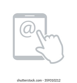 Touch screen tablet PC sign icon. Hand pointer symbol.  Mail on Screen Tablet PC.