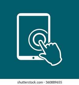 Touch screen tablet PC sign icon. Hand pointer symbol. 