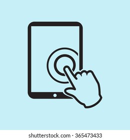 Touch screen tablet PC sign icon. Hand pointer symbol. 