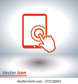 Touch screen tablet PC sign icon. Hand pointer symbol. 