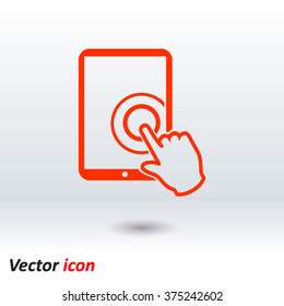 Touch screen tablet PC sign icon. Hand pointer symbol. 