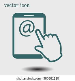 Touch screen tablet PC sign icon. Hand pointer symbol.  Mail on Screen Tablet PC.