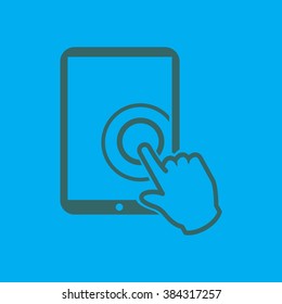 Touch screen tablet PC sign icon. Hand pointer symbol. 