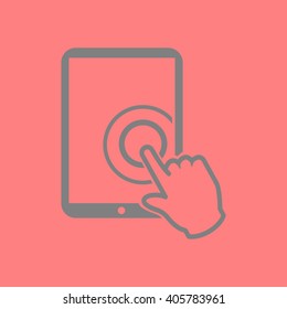 Touch screen tablet PC sign icon. Hand pointer symbol. 