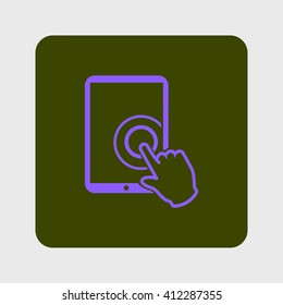 Touch screen tablet PC sign icon. Hand pointer symbol. 