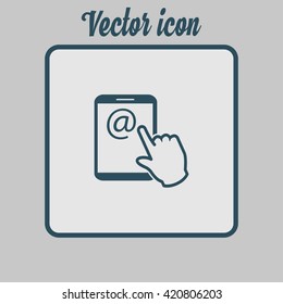 Touch screen tablet PC sign icon. Hand pointer symbol.  Mail on Screen Tablet PC.