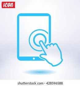 Touch screen tablet PC sign icon. Hand pointer symbol. 