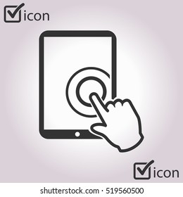 Touch Screen Tablet PC Sign Icon. Hand Pointer Symbol. 