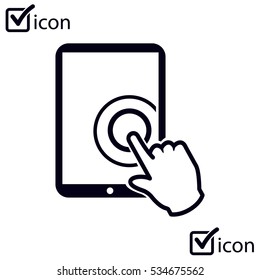 Touch screen tablet PC sign icon. Hand pointer symbol. 