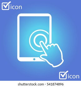 Touch screen tablet PC sign icon. Hand pointer symbol. 