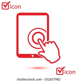 Touch screen tablet PC sign icon. Hand pointer symbol. 