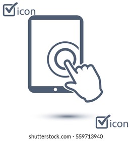 Touch screen tablet PC sign icon. Hand pointer symbol. 