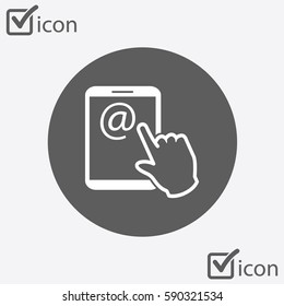 Touch screen tablet PC sign icon. Hand pointer symbol.  Mail on Screen Tablet PC.