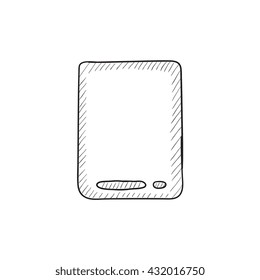 Touch screen tablet vector sketch icon isolated on background. Hand drawn Touch screen tablet icon. Touch screen tablet sketch icon for infographic, website or app.