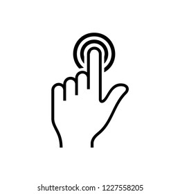 Touch screen or touchscreen finger hand press or push vector icon