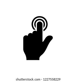Touch screen or touchscreen finger hand press or push vector icon