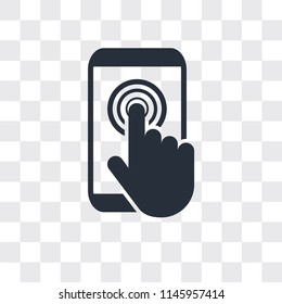 Touch screen vector icon isolated on transparent background, Touch screen logo concept