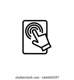 Touch screen vector icon in linear, outline icon isolated on white background