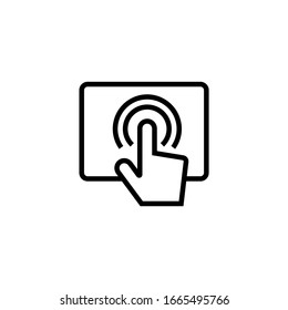 Touch screen vector icon in linear, outline icon isolated on white background