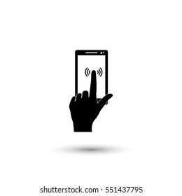 Touch screen vector icon with round  shadow