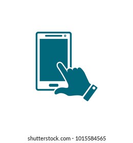 touch screen vector icon, smart phone conception with hand 