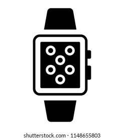 
Touch screen wearable wrist watch having mini computer inside, smartwatch icon graphic 

