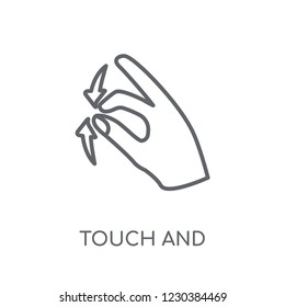 Touch and scroll gesture linear icon. Modern outline Touch and scroll gesture logo concept on white background from Hands collection. Suitable for use on web apps, mobile apps and print media.