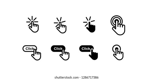 touch set icon. click set web vector on white background editable eps10 - Vector
