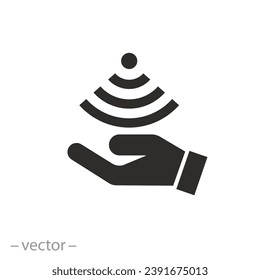 touch signal icon, movement hand sensor, flat symbol - editable stroke vector illustration