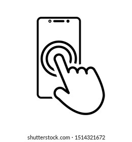 Touch smartphone icon with hand for your projects. Vector illustration.