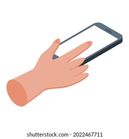 Touch smartphone icon isometric vector. Hand phone. Smart message