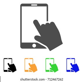 Touch Smartphone icon. Vector illustration style is a flat iconic touch smartphone symbol with black, gray, green, blue, yellow color variants. Designed for web and software interfaces.