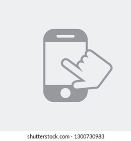 Touch of smartphone screen - Flat and isolated vector illustration icon with minimal and modern design