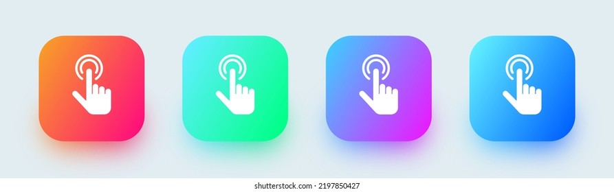 Touch solid icon in square gradient colors. Tap signs vector illustration.