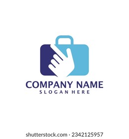 Touch Suitcase logo design vector. Suitcase logo design template concept