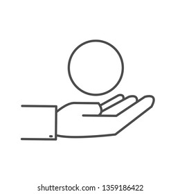 Touch sun hand icon vector thin line in white background