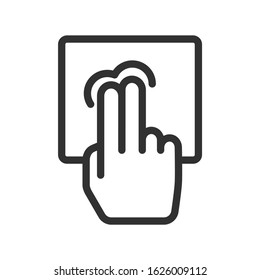 Touch two fingers, linear icon. Editable stroke
