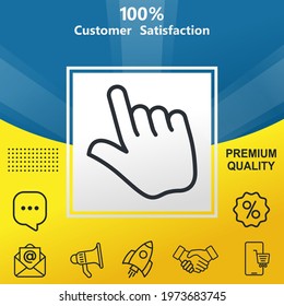 Touch vector glyph color icon. With yellow and blue background option