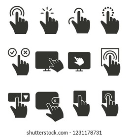 Touch vector icon. Black illustration isolated on white background for graphic and web design.