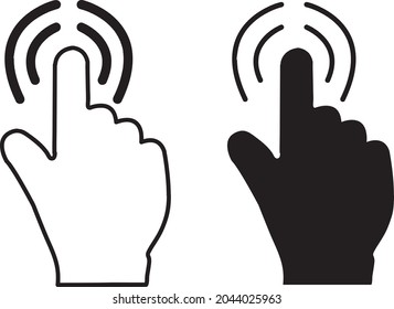 Icono de vector táctil. Ilustración negra aislada en fondo blanco para diseño gráfico y web..eps