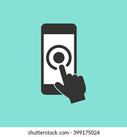 Touch     vector icon. Illustration isolated on green  background for graphic and web design.