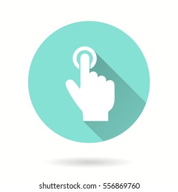 Touch vector icon with long shadow. Illustration isolated for graphic and web design.