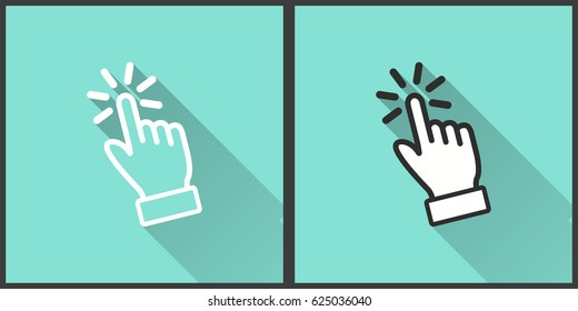 Touch vector icon with long shadow. Illustration isolated for graphic and web design.