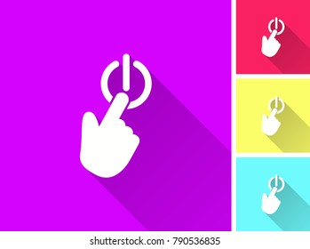 Touch vector icon with long shadow. Illustration isolated for graphic and web design.