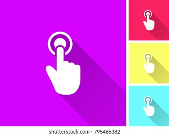 Touch vector icon with long shadow. Illustration isolated for graphic and web design.