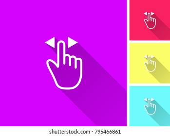 Touch vector icon with long shadow. Illustration isolated for graphic and web design.
