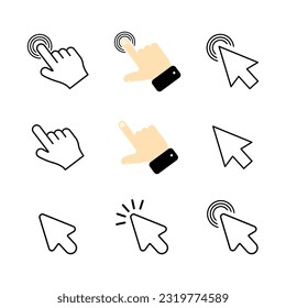Touch vector icon set. Illustration isolated for graphic and web design. Cursor pointer computer mouse icon. Click cursor - stock vector. Vector illustration.