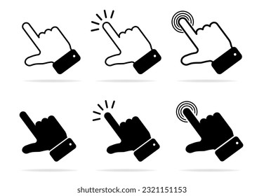 Touch vector icon set. Illustration isolated for graphic and web design. Cursor pointer computer mouse icon. Click cursor - stock vector. Vector illustration.