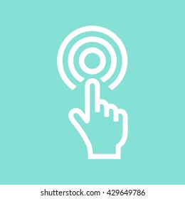 Touch    vector icon. White  Illustration isolated on green  background for graphic and web design.