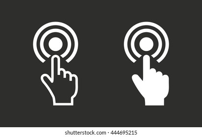 Touch vector icon. White illustration isolated on black background for graphic and web design.